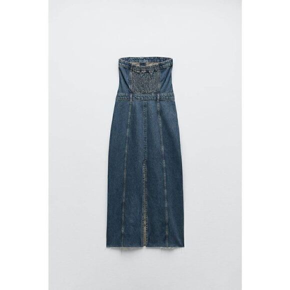 Zara RARE TRF DENIM DRESS NAVY BLUE - Picture 12 of 13